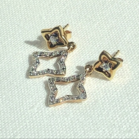 David Yurman Jewelry - David Yurman Diamond 18KGold Quatrefoil Drop Post